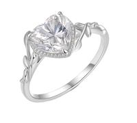 Anelli dell'amicizia fidanzate, anelli da donna Set cuore con moissanite 2 carati in oro bianco 9 K, misura 50 (15,9)