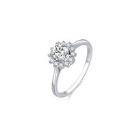 Anelli dell'amicizia fidanzate, anelli da donna vintage fiore argento con taglio rotondo laboratorio diamante 9 k oro bianco misura 63 (20,1)