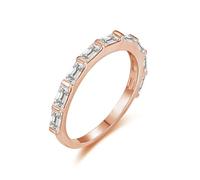 Anelli dell'amicizia fidanzate, anello da donna vintage, mezza eternità con taglio rettangolare, moissanite 14 K, oro rosa, taglia 45 (14,3)