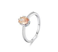 Anelli dell'amicizia fidanzate, gioielli anello argento semplice solitario ovale in argento 925, 49 (15.6), argento 925, Zirconia cubica