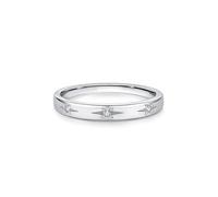 Anelli dell'amicizia in oro bianco 14 K, anelli da donna con motivo a stella semplice con diamanti rotondi da 0,1 ct, misura 45 (14,3)