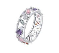 Anelli dell'amicizia in oro bianco, con zirconi incastonati, scavati con taglio quadrato e zirconi, Oro bianco 9 K, Zirconia cubica