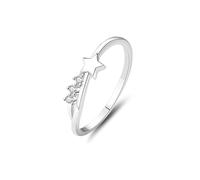 Anelli dell'amicizia per amiche, anello da donna con dito indice a stella con diamanti rotondi in oro bianco 9 K, misura 61 (19,4)