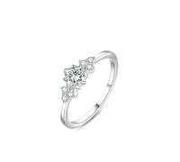 Anelli dell'amicizia sottile, anello semplice con moissanite quadrata in argento bianco 14 carati, misura 61 (19,4)
