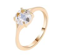 Anelli dell'amicizia sottili, anelli da donna in oro solitario con taglio rotondo moissanite, 50 (15,9), Moissanite