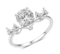 Anelli dell'amicizia sottili, anelli da donna sottili rotondi con 1 ct moissanite 9 k oro bianco misura 63 (20,1)
