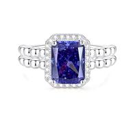 Anelli dell'amicizia sottili, anelli di fidanzamento da donna, set da 2,5 ct, tanzanite con moissanite 9 carati, oro bianco bianco, misura 50 (15,9)