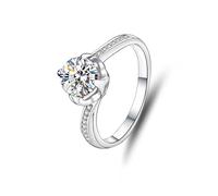 Anelli Delle Donne Pollici, Gioielli Di Moda Anelli Rotondo Oro Bianco con 1Ct Moissanite Platino 950 Misura 50 (15.9)