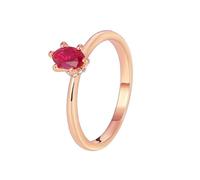 Anelli di abbinamento, anello solitario con taglio marchese rosso realizzato in laboratorio, rubino oro rosa, oro rosa 9 K, Rubino prodotto in laboratorio