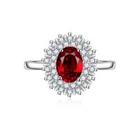 Anelli di alone da sposa zirconia cubica Cand di fidanzamento ovale Cz Impegno nuziale per donne 925 Sterling Sterling Create Ruby Red Gemstone Emerald Topaz Giom Poscia Ricevi Open Regolable Anello