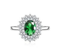 Anelli di alone da sposa zirconia cubica Cand di fidanzamento ovale Cz Impegno nuziale per donne 925 Sterling Sterling Create Ruby Red Gemstone Emerald Topaz Giom Poscia Ricevi Open Regolable Anello