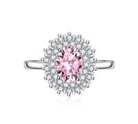 Anelli di alone da sposa zirconia cubica Cand di fidanzamento ovale Cz Impegno nuziale per donne 925 Sterling Sterling Create Ruby Red Gemstone Emerald Topaz Giom Poscia Ricevi Open Regolable Anello