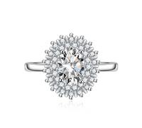 Anelli di alone da sposa zirconia cubica Cand di fidanzamento ovale Cz Impegno nuziale per donne 925 Sterling Sterling Create Ruby Red Gemstone Emerald Topaz Giom Poscia Ricevi Open Regolable Anello