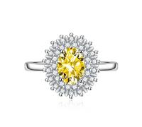 Anelli di alone da sposa zirconia cubica Cand di fidanzamento ovale Cz Impegno nuziale per donne 925 Sterling Sterling Create Ruby Red Gemstone Emerald Topaz Giom Poscia Ricevi Open Regolable Anello