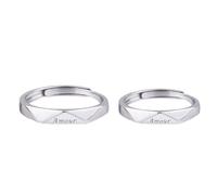 Anelli di anelli personalizzati incisi personalizzati, anelli sterling regolabili per anelli di promessa di coppia, rotonde con lettere