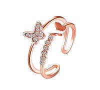 Anelli Di Animali Anello L'anello di diamanti Doppio popolare Nuovi anelli regolabili di apertura Anello Da Masticare per Cani (Rose Gold, One Size)