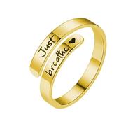 Anelli di apertura regolabili semplici con motivo a lettere anelli in acciaio inox struttura adatta per matrimoni e feste indossando una rivelazione, come descritto