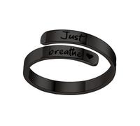 Anelli di apertura regolabili semplici con motivo a lettere anelli in acciaio inox struttura adatta per matrimoni e feste indossando una rivelazione, come descritto