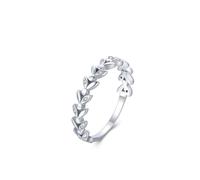 Anelli di bigiotteria alla moda, anelli in argento, set di foglie con taglio rotondo diamante 9 K, oro bianco misura 50 (15,9)