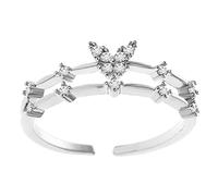 Anelli Di Bigiotteria Anello a farfalla Moda femminile Temperamento Micro Doppio Anello di apertura geometrica in metallo Personalità Orecchini semplici Anello in argento Anello (Silver-b, One Size)