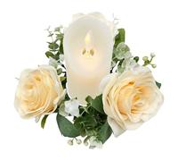 Anelli di candela in rose artificiali - piccole corone di eleganti floreali, accenti delicati di anelli di rosa per migliorare lo stile della stanza padrona, fascino decorativo morbido