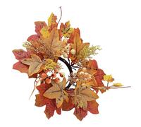 Anelli di candele floreali, anelli di candela per coni - foglie d'acero del giorno della raccolta della corona da 9,8 pollici - Portacandele a colonna piccola corona, corona di fattoria, decorazione