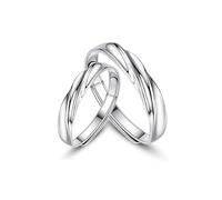 Anelli Di Coppia Da 2 Pezzi Per Uomo E Donna, In Argento Sterling 925, Regolabili, Con Promessa Di Eternità, Per Lui E Per Lei, Con Fascia Infinita, Set Regalo Di Gioielli Alla Moda Composto Da Due