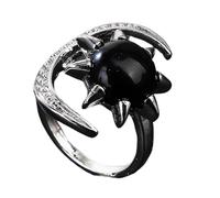 Anelli di cristallo naturale stella luna con misura regolabile per le donne gioielli di moda regalo fatto a mano accessori per dita Comfort Fit cristallo liscio, Misura unica, come descritto, come