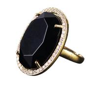 Anelli Di Cristallo Per Donne,Anello Di Onice Nero 2,5 Cm Anello Di Apertura Di Cristallo Di Grandi Dimensioni Esagerato Anelli Di Dichiarazione Regolabili Zirconi Vintage Anelli Di Pietra Naturale