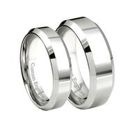 Anelli di fidanzamento, anelli eterni, anelli di f Anelli in titanio abbinati, confezione da 2, in platino, personalizzati, incisi for lui, for lei o for lo stesso sesso, da uomo L-Z7, da donna GW