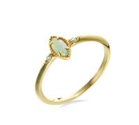 Anelli di fidanzamento, anello da donna a quattro artigli con opale in oro giallo 14 carati, regalo per la mamma, 26 (21,0), Oro giallo 14 carati (585), Opale
