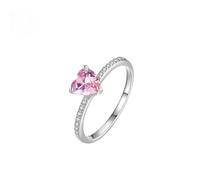 Anelli di fidanzamento, anello da donna largo con 1 ct a forma di cuore, realizzati in laboratorio, zaffiro rosa, argento bianco 18 carati, misura 54 (17,2)