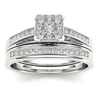 Anelli di fidanzamento con diamante flash da 2 pezzi SIMOLATO SIMETTUI STERING SIRCHE SCENTI DIAMANDE DI Diamond, anelli di relazioni d'amore per matrimoni Set di fedi di matrimonio Dimensione 9