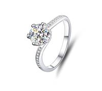 Anelli di fidanzamento da donna, stile occidentale, con moissanite, oro bianco, gioielli da donna, L 1/2, Platino 950, Moissanite