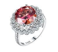 Anelli di fidanzamento in moissanite bianco/rosso da 5 ct for donne D Color VVS1 Anelli in argento sterling con diamanti Promessa di anniversario Fedi nuziali in moissanite con certificato(Red,7)