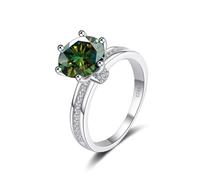 Anelli di fidanzamento in moissanite con fiore da 3 ct colore D VVS1 for donna Anello in argento sterling S925 diamanti taglio rotondo Fede nuziale in giallo/blu/rosa certificato(Darkgreen,8)
