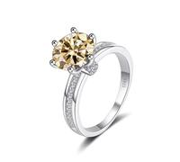 Anelli di fidanzamento in moissanite con fiore da 3 ct colore D VVS1 for donna Anello in argento sterling S925 diamanti taglio rotondo Fede nuziale in giallo/blu/rosa certificato(Lightyellow,9)