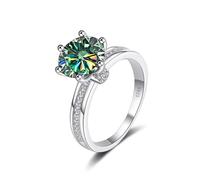 Anelli di fidanzamento in moissanite con fiore da 3 ct colore D VVS1 for donna Anello in argento sterling S925 diamanti taglio rotondo Fede nuziale in giallo/blu/rosa certificato(Blue green,9)