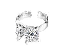 Anelli di fidanzamento per donna Anelli in argento sterling S925 Anello a farfalla con zirconi Elegante monile di moda regolabile per il ballo di fine anno da viaggio da indossare ogni giorno Argento