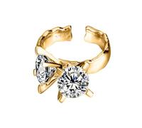 Anelli di fidanzamento per donna Anelli in argento sterling S925 Anello a farfalla con zirconi Elegante monile di moda regolabile per il ballo di fine anno da viaggio da indossare ogni giorno Oro