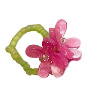 Anelli di fiore estensibili ispirati coreani perline acriliche leggere donne elastici anelli per dita gioielli fatti a mano regalo elastico anello di perle per le donne, come descritto