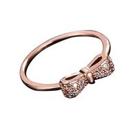 Anelli Di Gomma Da Anello da donna con fiocco, anello con micro-set di zirconi Anello Bambina (Gold, 8)