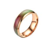 Anelli Di Hamburger Cambiare il colore della glassa Anelli di temperatura del colore sensibili a sette anelli alla moda Anello Di Legna Da Ardere (Gold, 6)