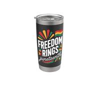 Anelli di Libertà per la Celebrazione di Juneteenth Bicchiere termico in acciaio inox doppia parete