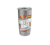 Anelli di Libertà per la Celebrazione di Juneteenth Bicchiere termico in acciaio inox doppia parete