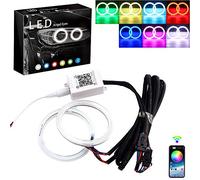 Anelli di luce multicolore RGB, LED Halo, COB 60SMD, controllo Bluetooth, per auto, Angel Eyes, luci diurne ad anello