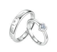 Anelli di matrimoni incisi sull'anello di eternità accoppiano uomini e donne, fasce regolabili sterling per coppia, set di anelli di fidanzamento rotondo con il cuore