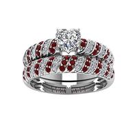 Anelli Di Moda Anelli regalo di fidanzamento di nozze di lusso fatti a mano con taglio di pietra bianco Libro Portatore Di Anelli (Red, 8)