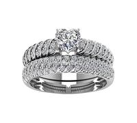 Anelli Di Moda Anelli regalo di fidanzamento di nozze di lusso fatti a mano con taglio di pietra bianco Libro Portatore Di Anelli (Silver, 8)