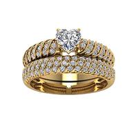 Anelli Di Moda Anelli regalo di fidanzamento di nozze di lusso fatti a mano con taglio di pietra bianco Libro Portatore Di Anelli (Gold, 10)